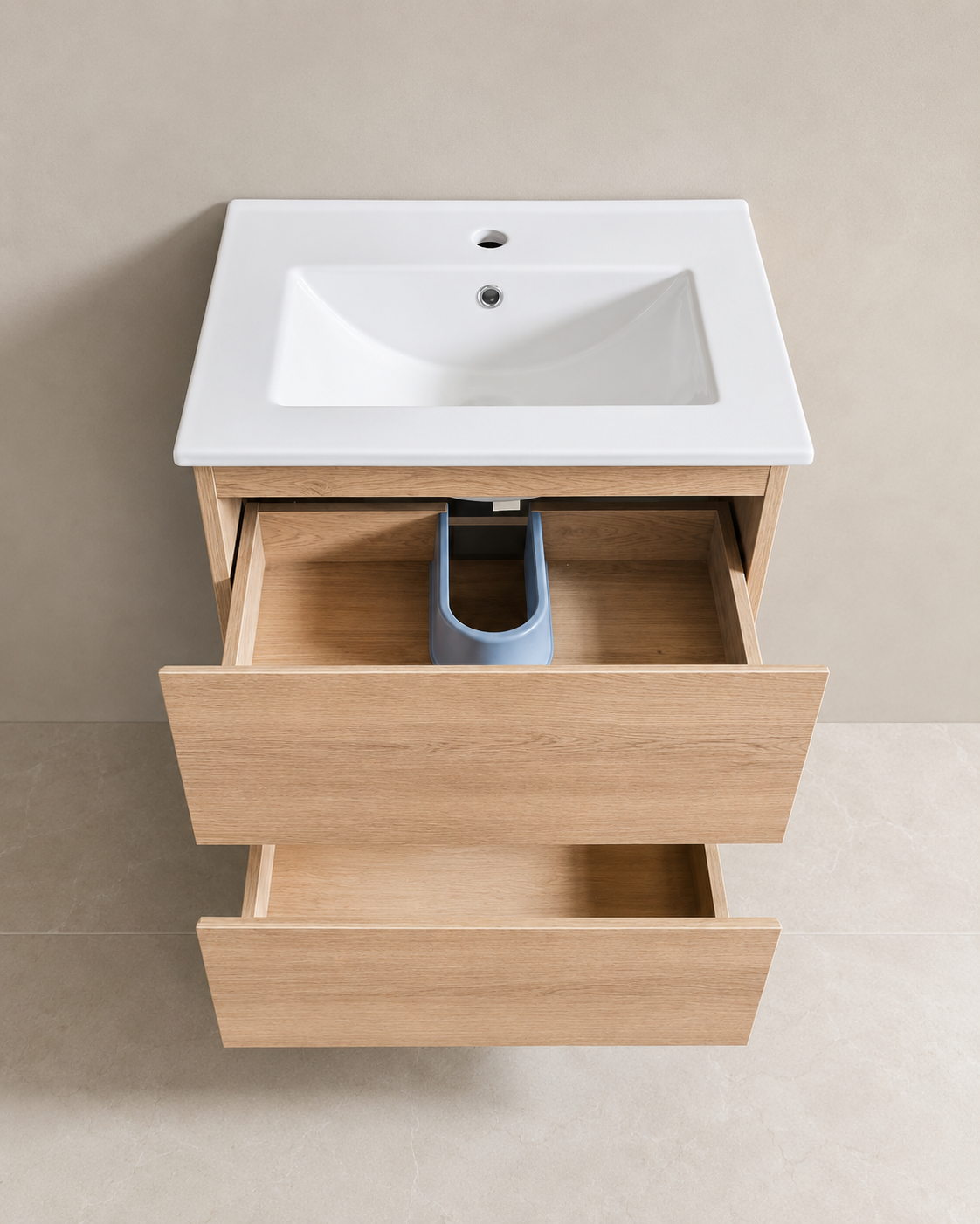Floating Vanity 36" x 18" Inch PVC Wood Color Two Drawers
