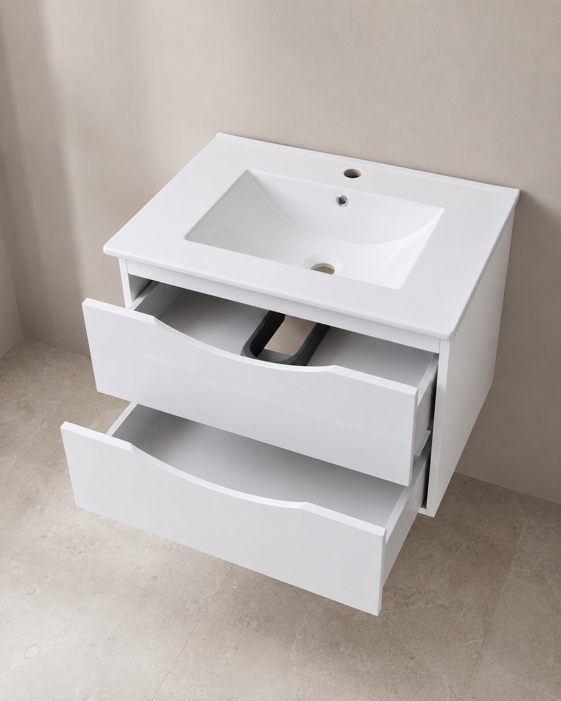 Floating Vanity 36" x 18" Inch PVC White Color Two Drawers