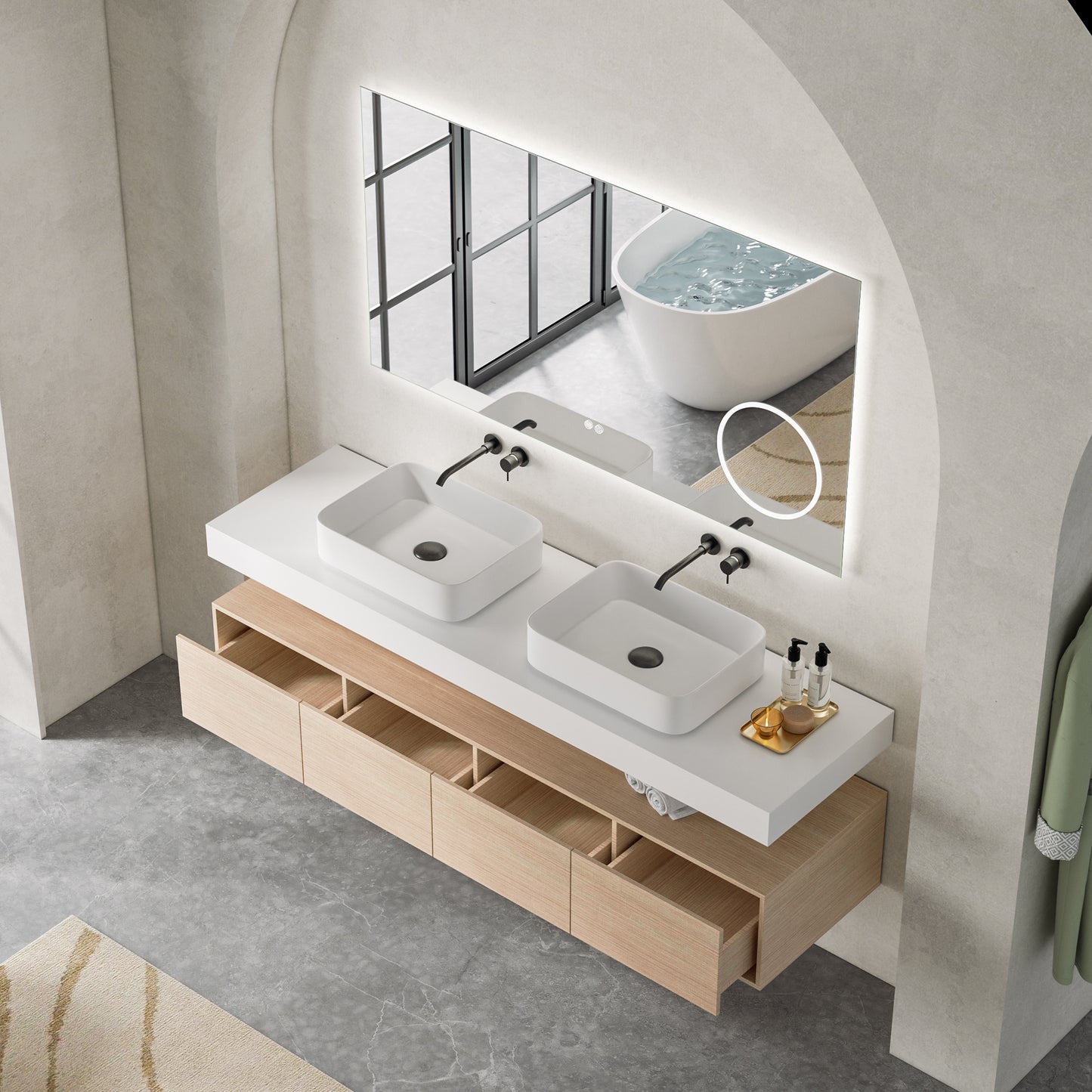 Floating Bathroom Vanity Deluxe 1 72-inch