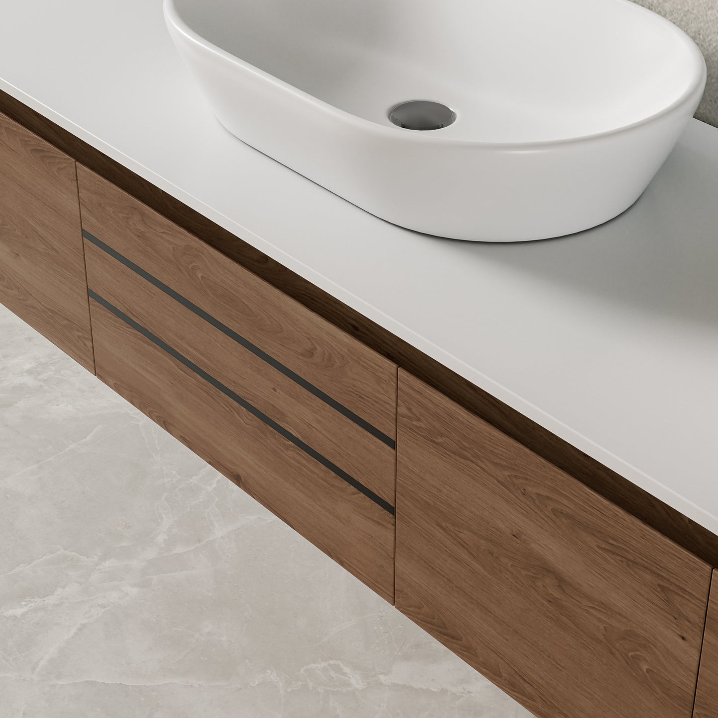 Floating Bathroom Vanity  Deluxe 2  82-inch