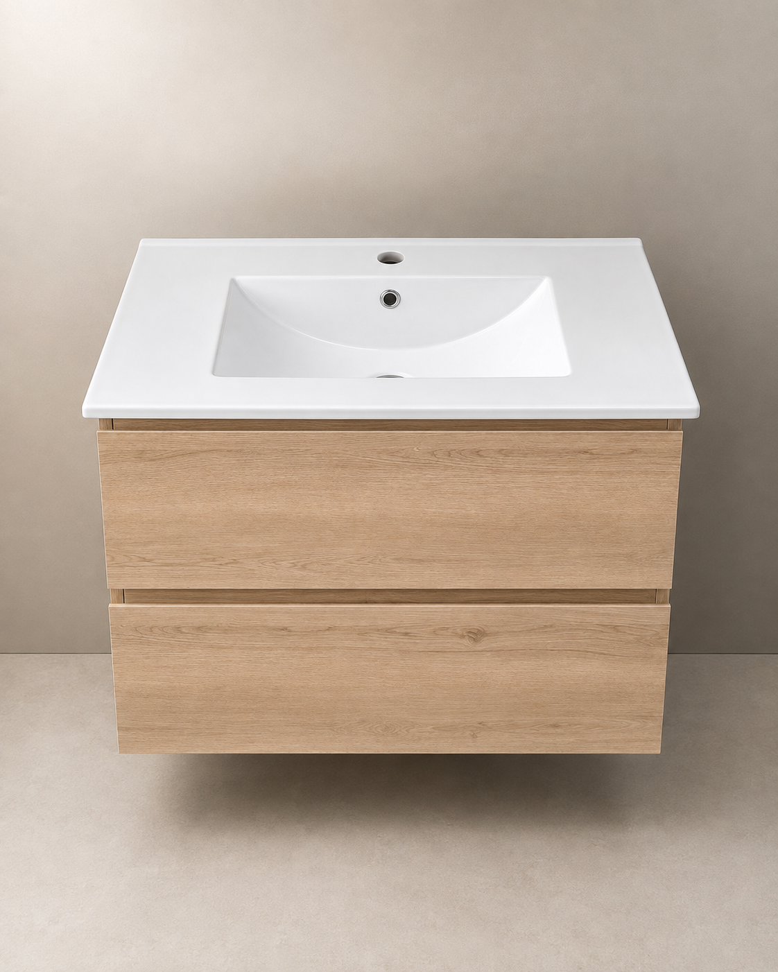 Floating Vanity 30" x 18" Inch PVC Wood Color Two  Drawers