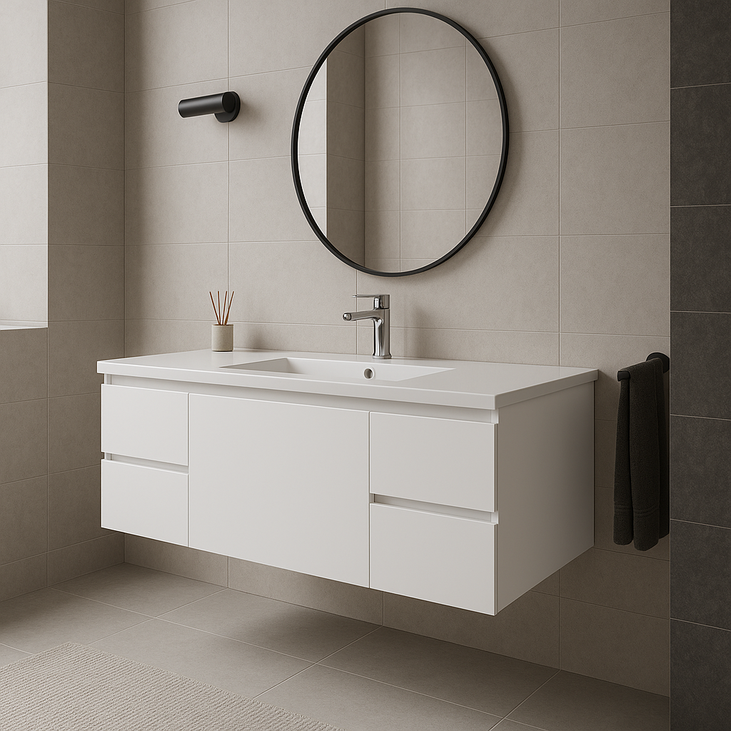 Wall Mount PVC Vanity Glossy White 48"