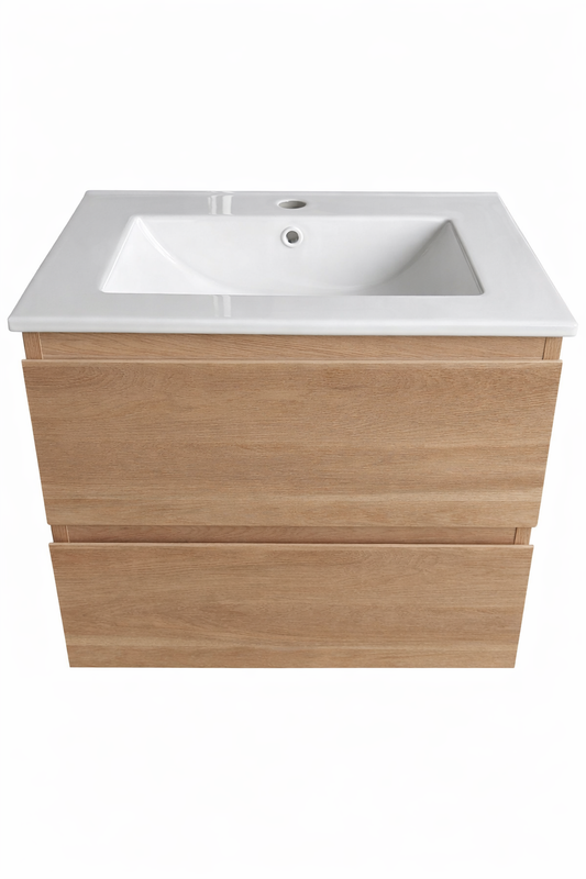 Floating Vanity 24" x 18" Wood Color Two Drawers With Light