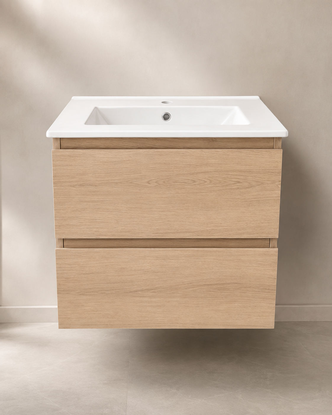 Floating Vanity 24" x 18" Inch PVC Wood Color Two  Drawers