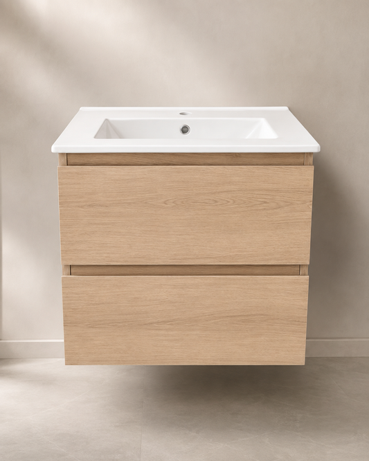 Floating Vanity 24" x 18" Inch PVC Wood Color Two  Drawers