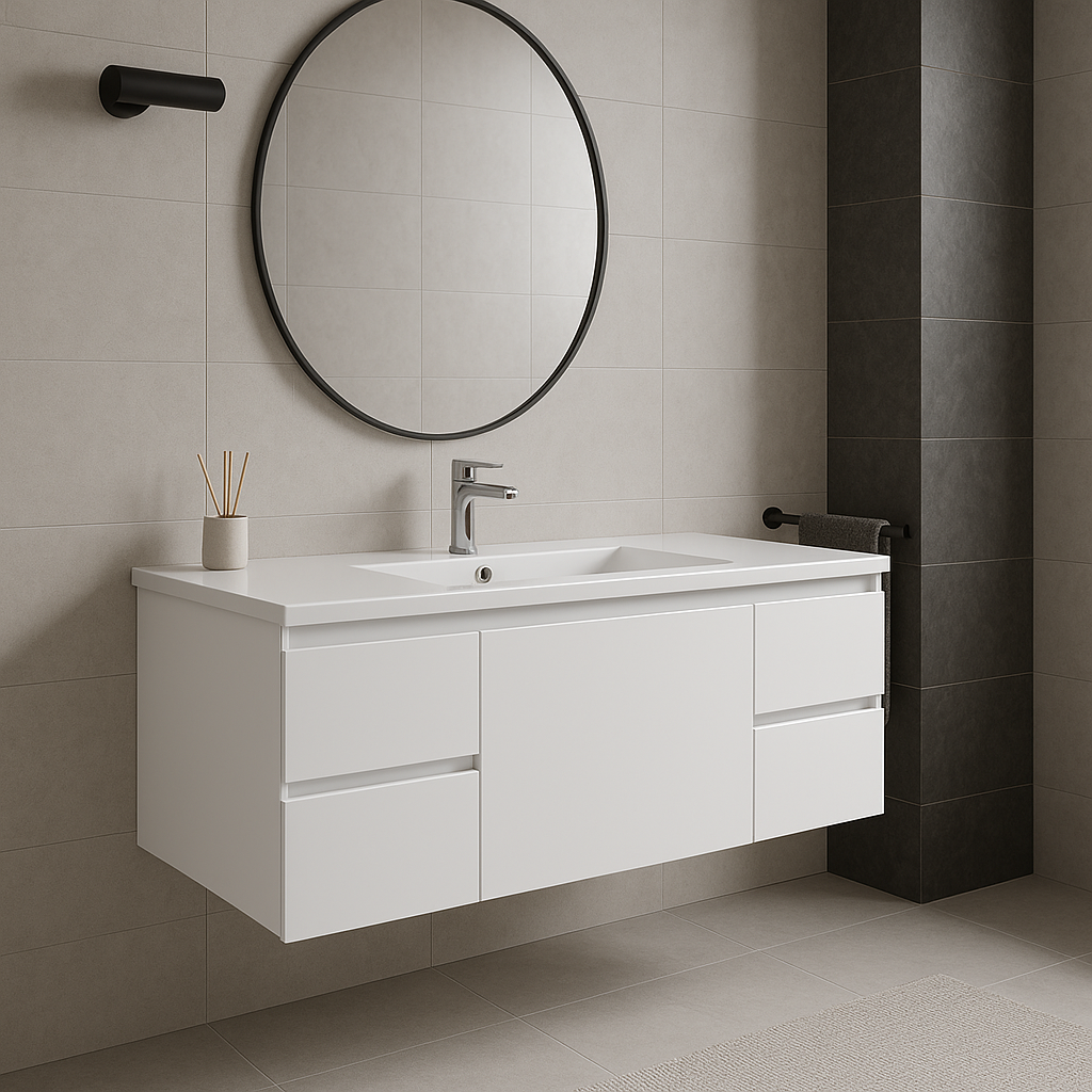 Wall Mount PVC Vanity Glossy White 48"