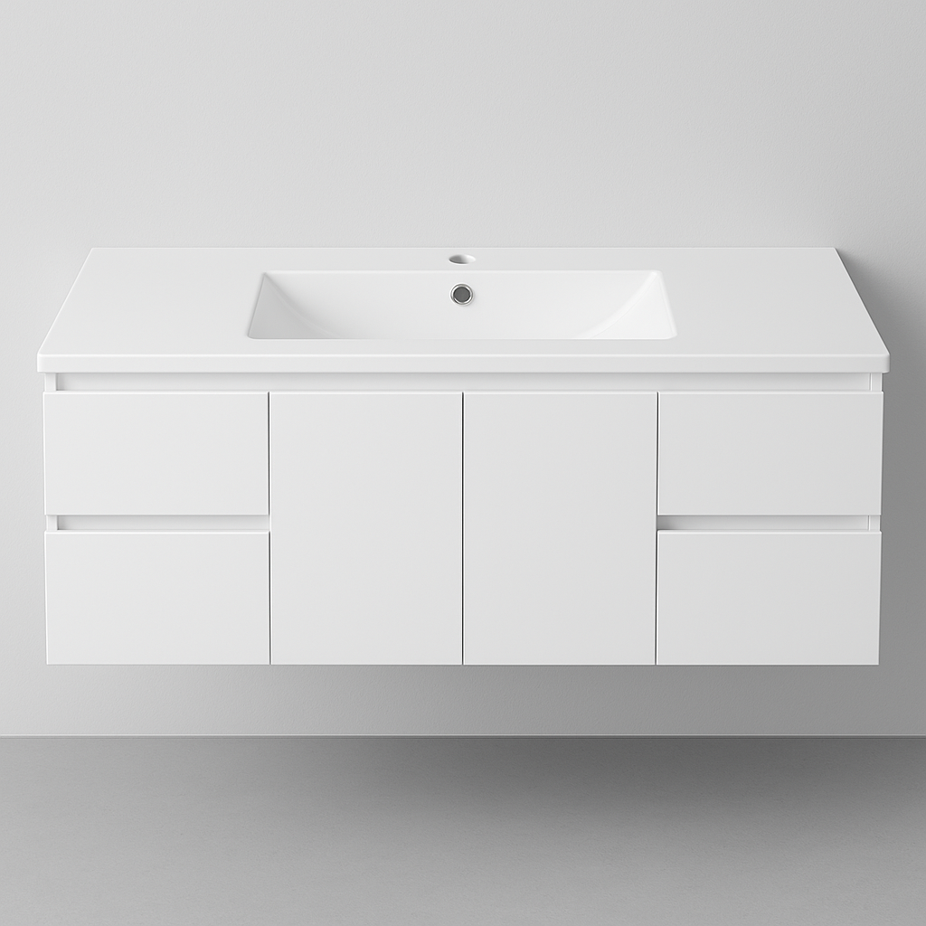 Wall Mount PVC Vanity Glossy White 48"