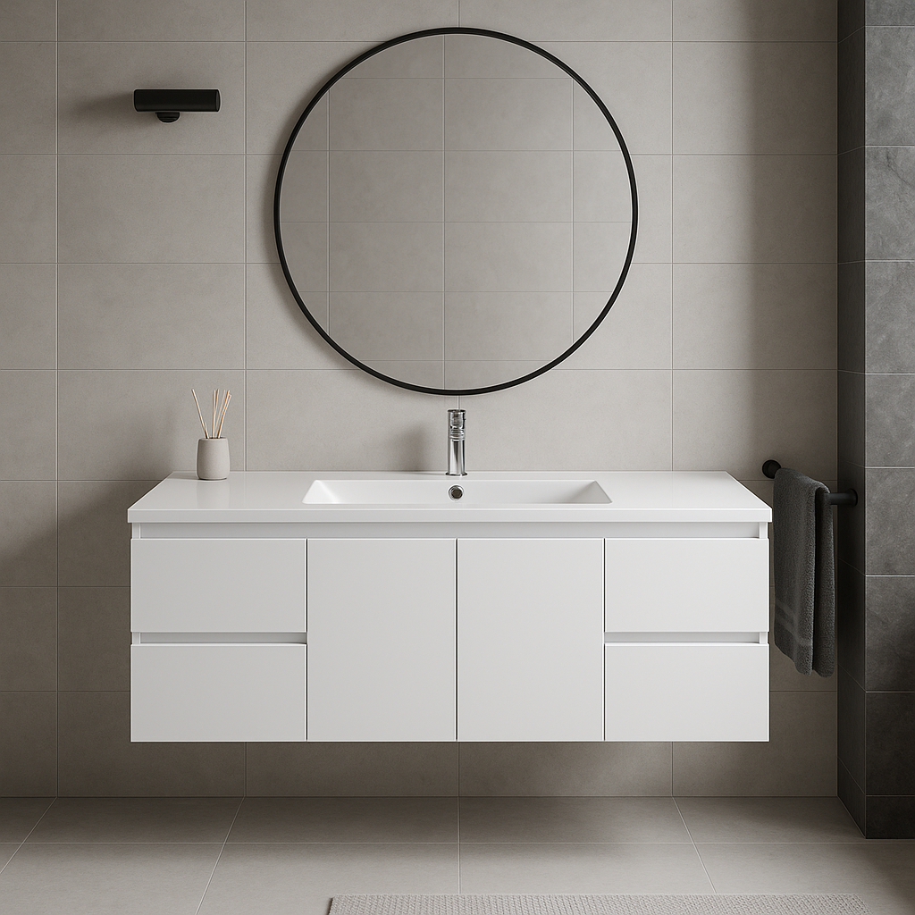 Wall Mount PVC Vanity Glossy White 48"