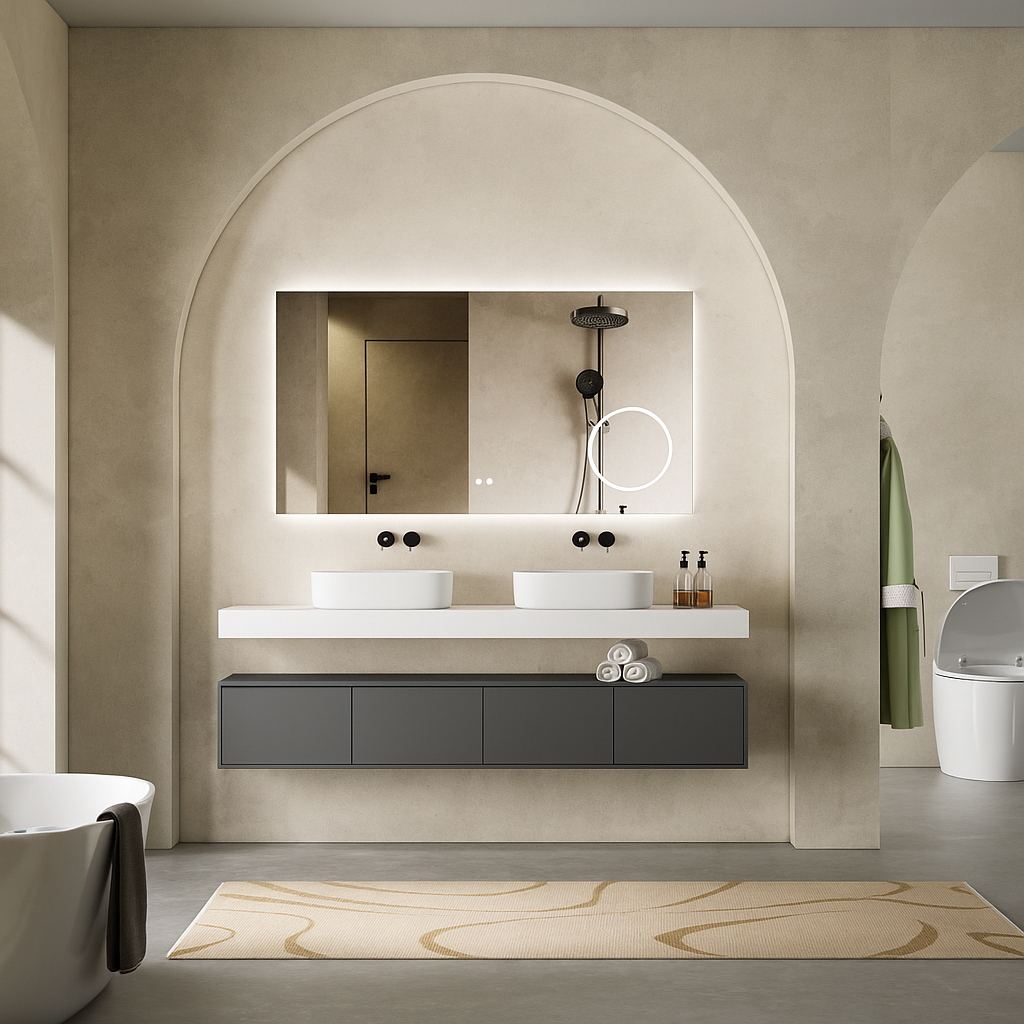 Floating Bathroom Vanity  Deluxe 1  82-inch