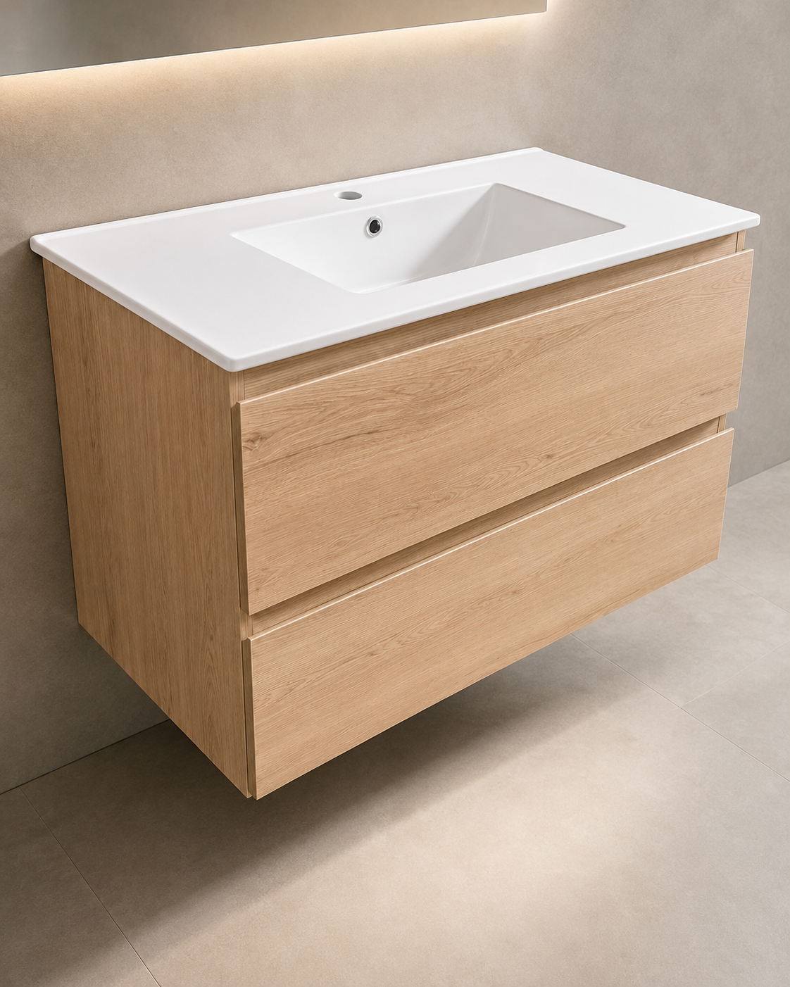Floating Vanity 36" x 18" Inch PVC Wood Color Two  Drawers