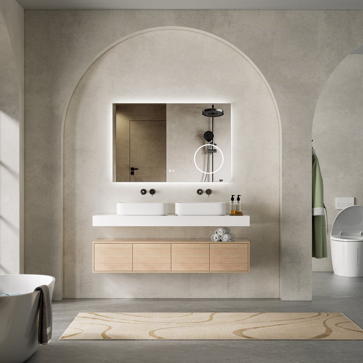 Floating Bathroom Vanity  Deluxe 1  60-inch
