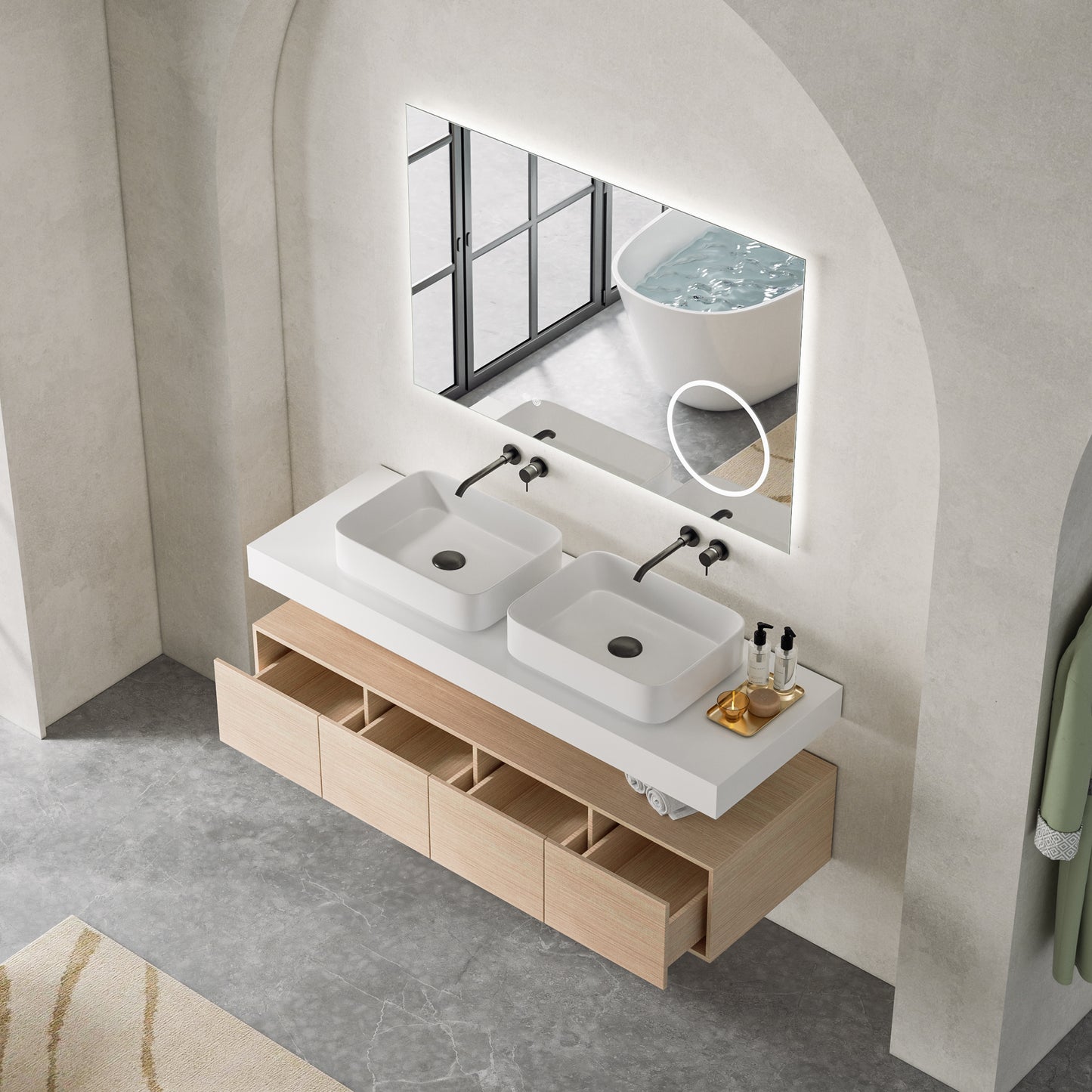 Floating Bathroom Vanity  Deluxe 1  60-inch