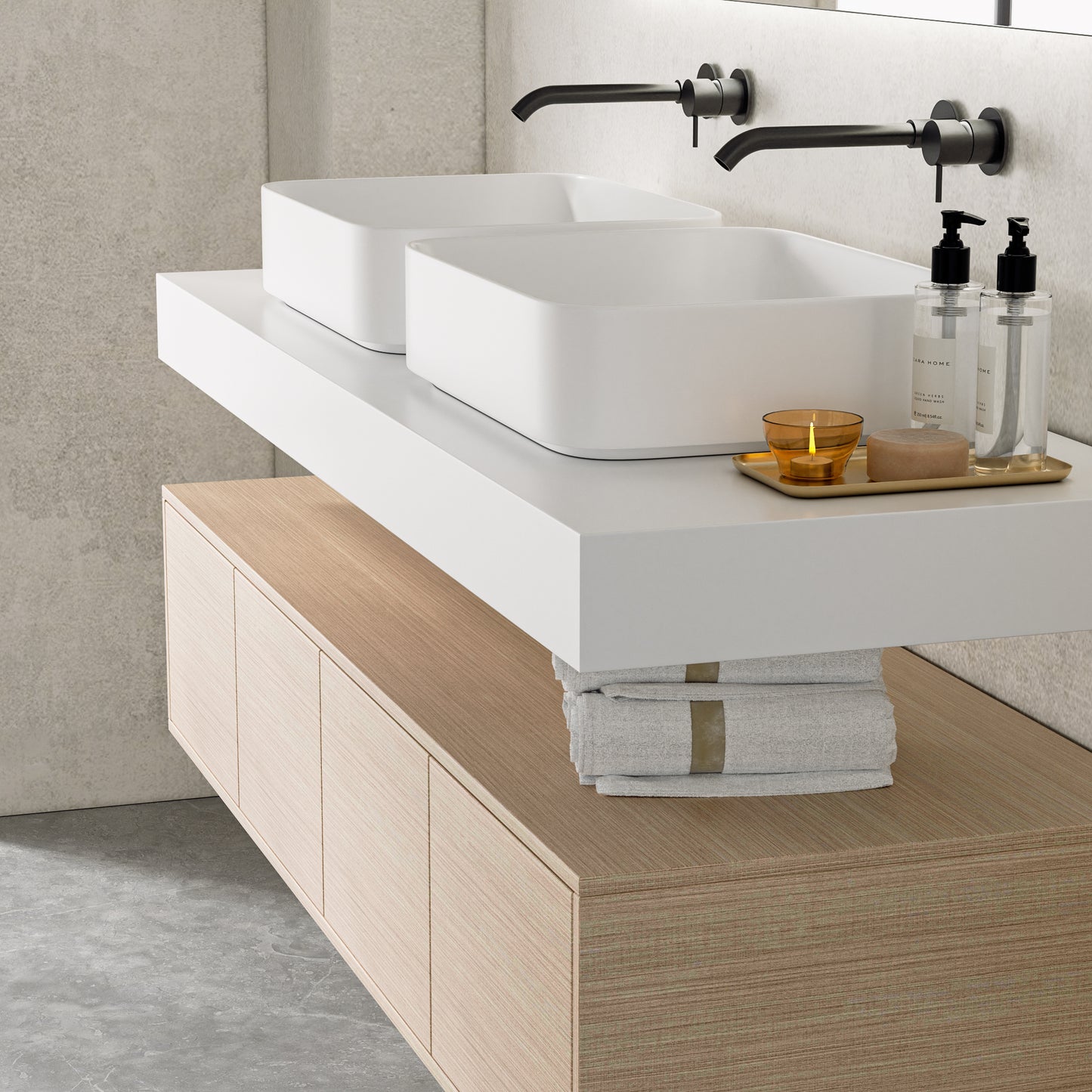 Floating Bathroom Vanity  Deluxe 1  60-inch