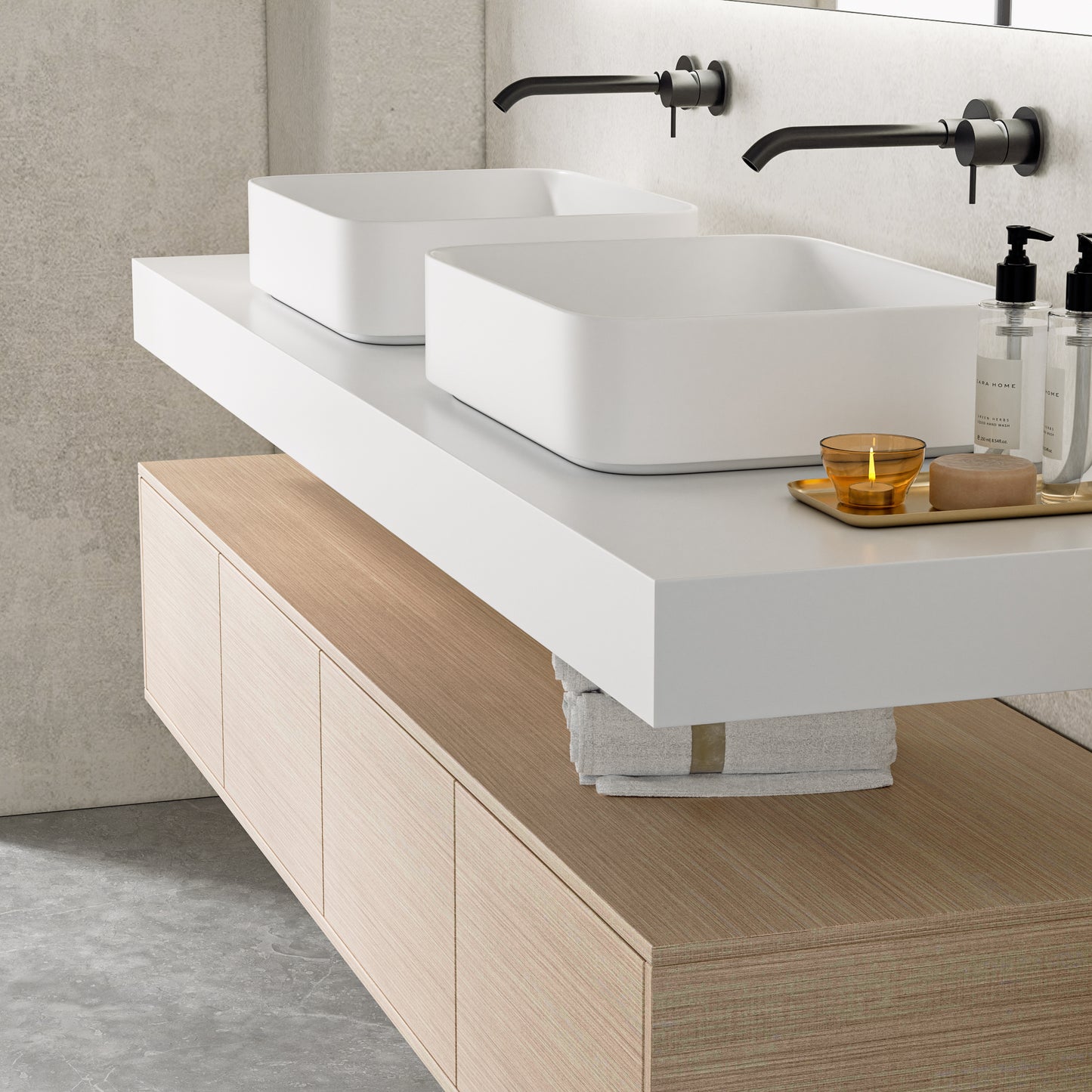 Floating Bathroom Vanity  Deluxe 1  72-inch