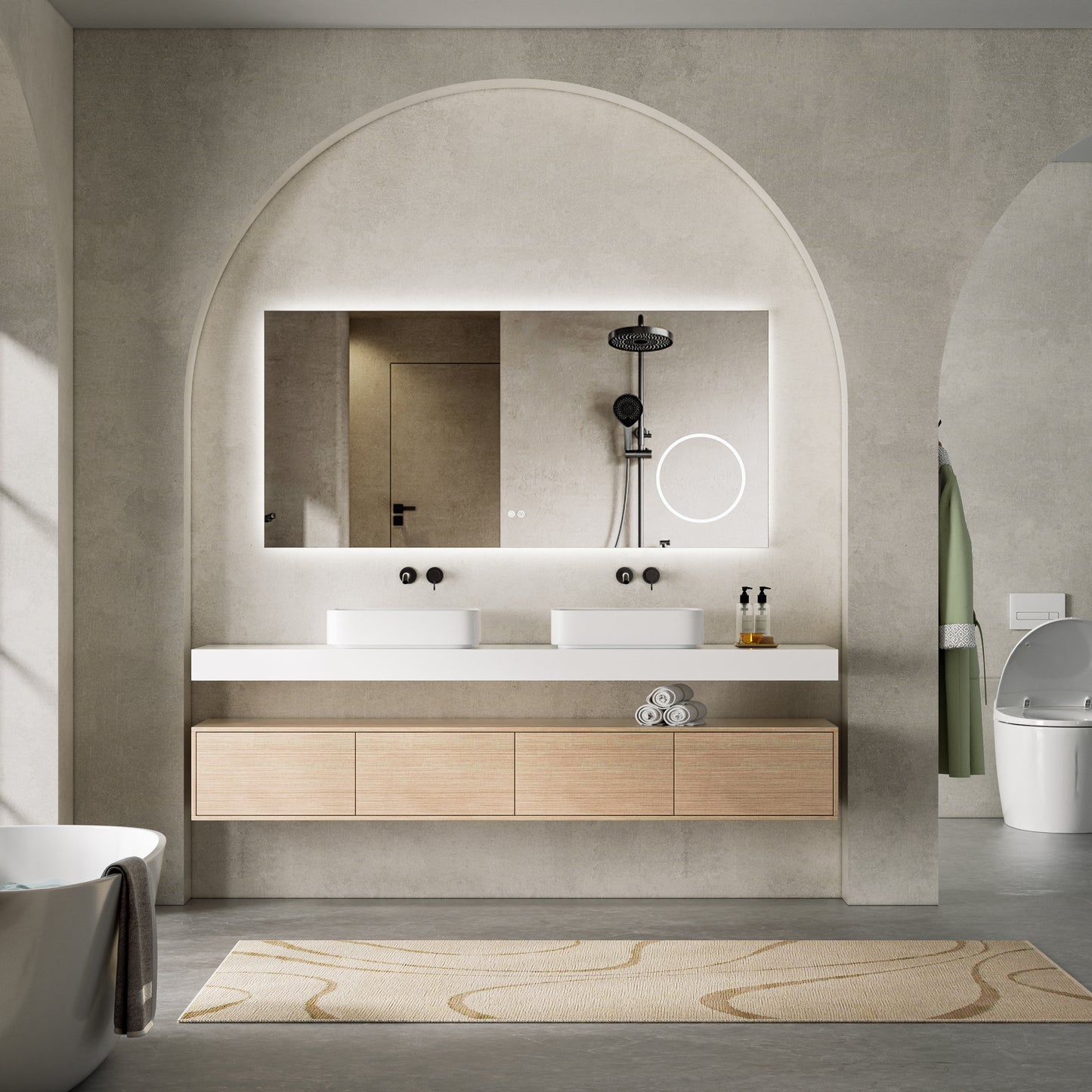 Floating Bathroom Vanity  Deluxe 1  82-inch