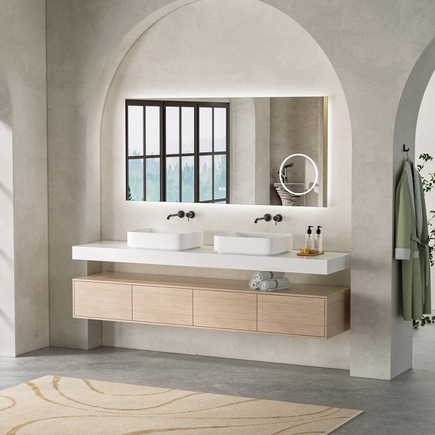 Floating Bathroom Vanity  Deluxe 1  82-inch