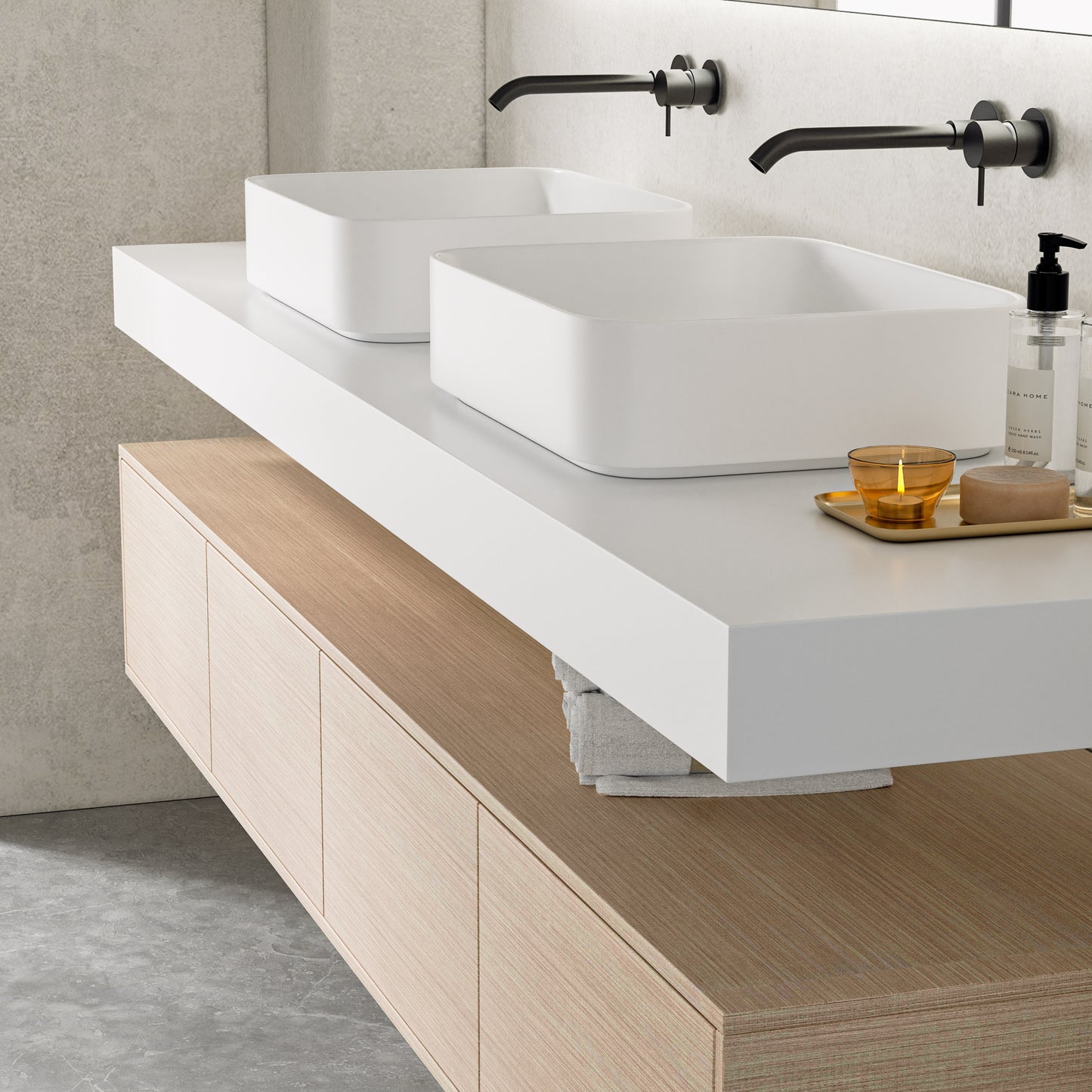 Floating Bathroom Vanity  Deluxe 1  82-inch