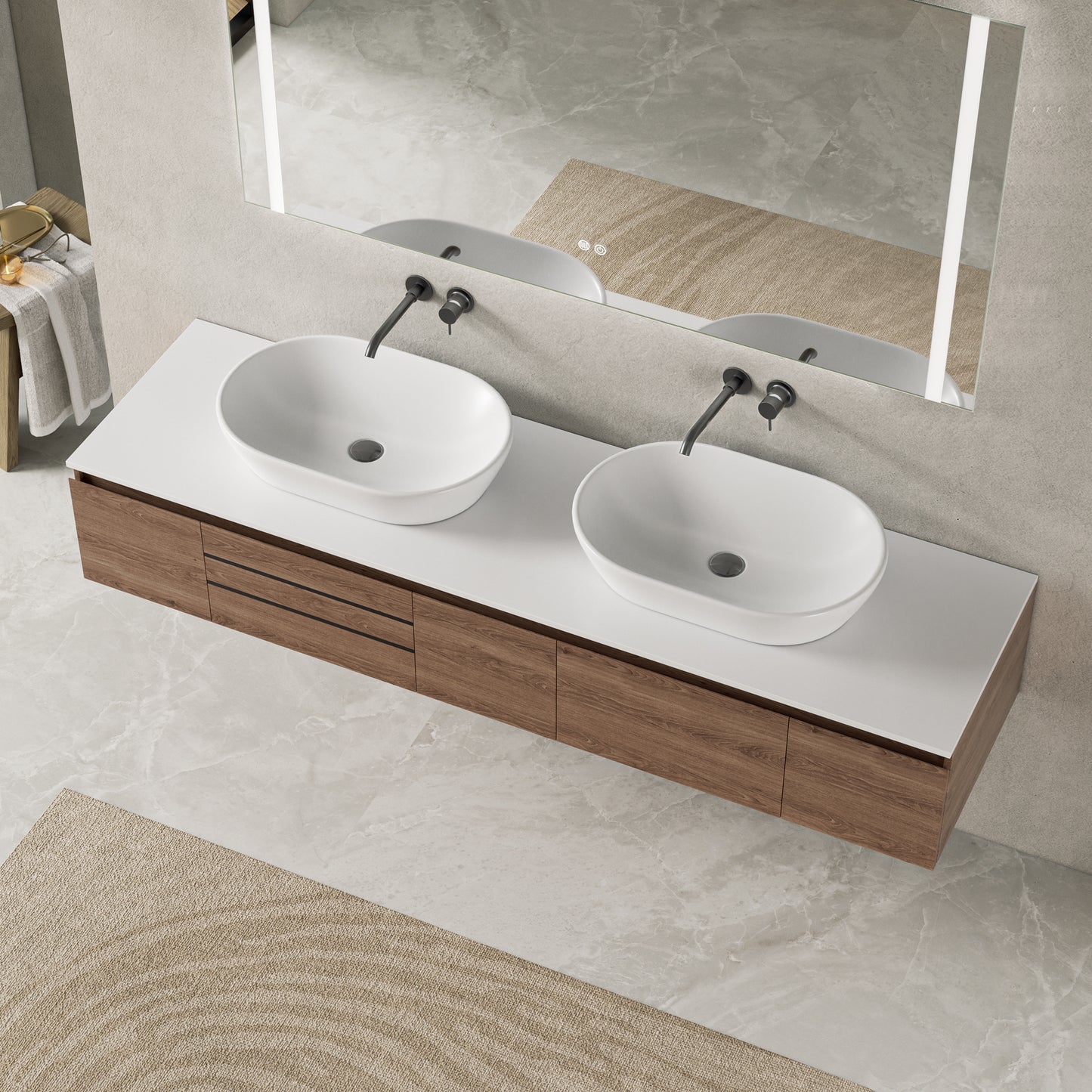Floating Bathroom Vanity  Deluxe 2  72-inch