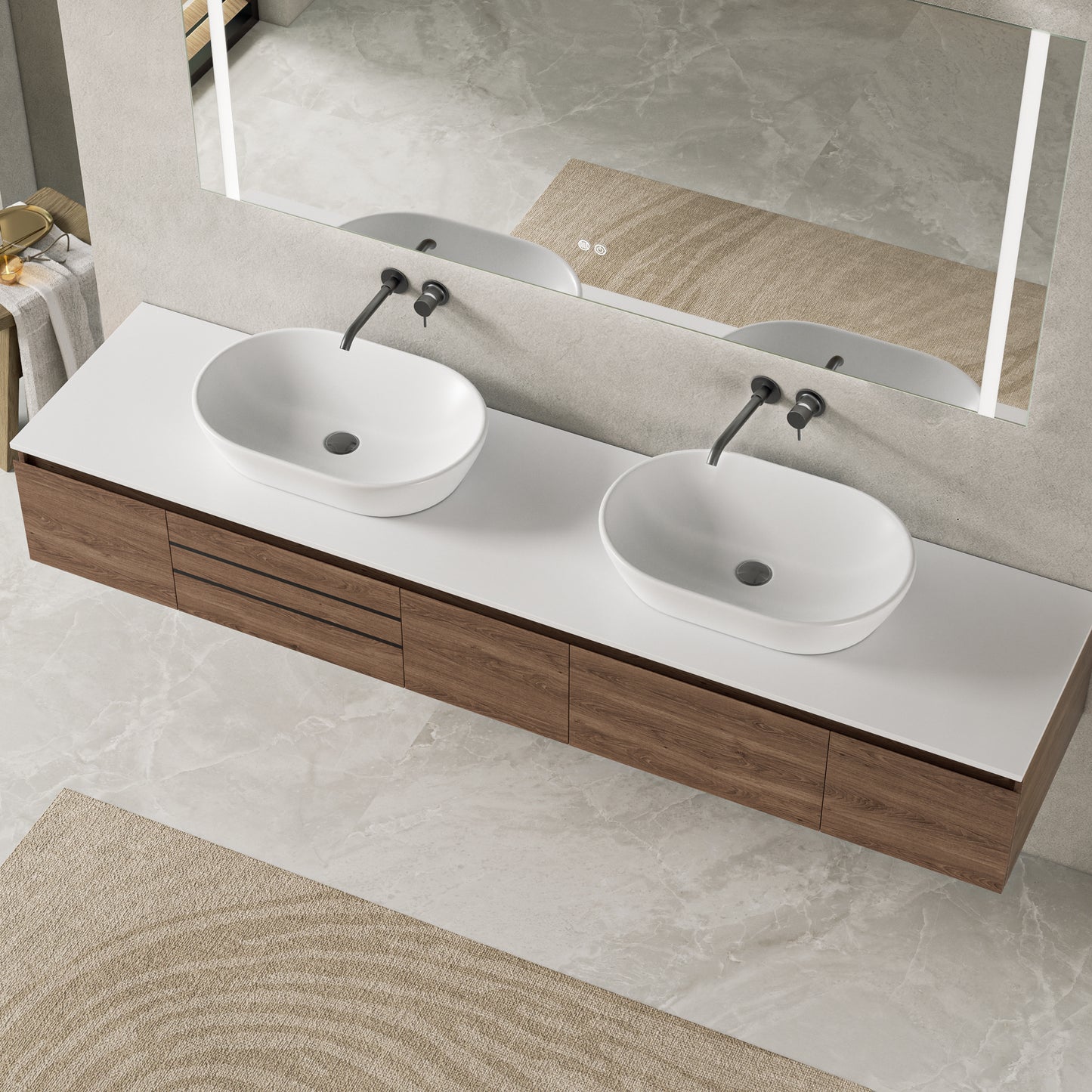 Floating Bathroom Vanity  Deluxe 2  82-inch